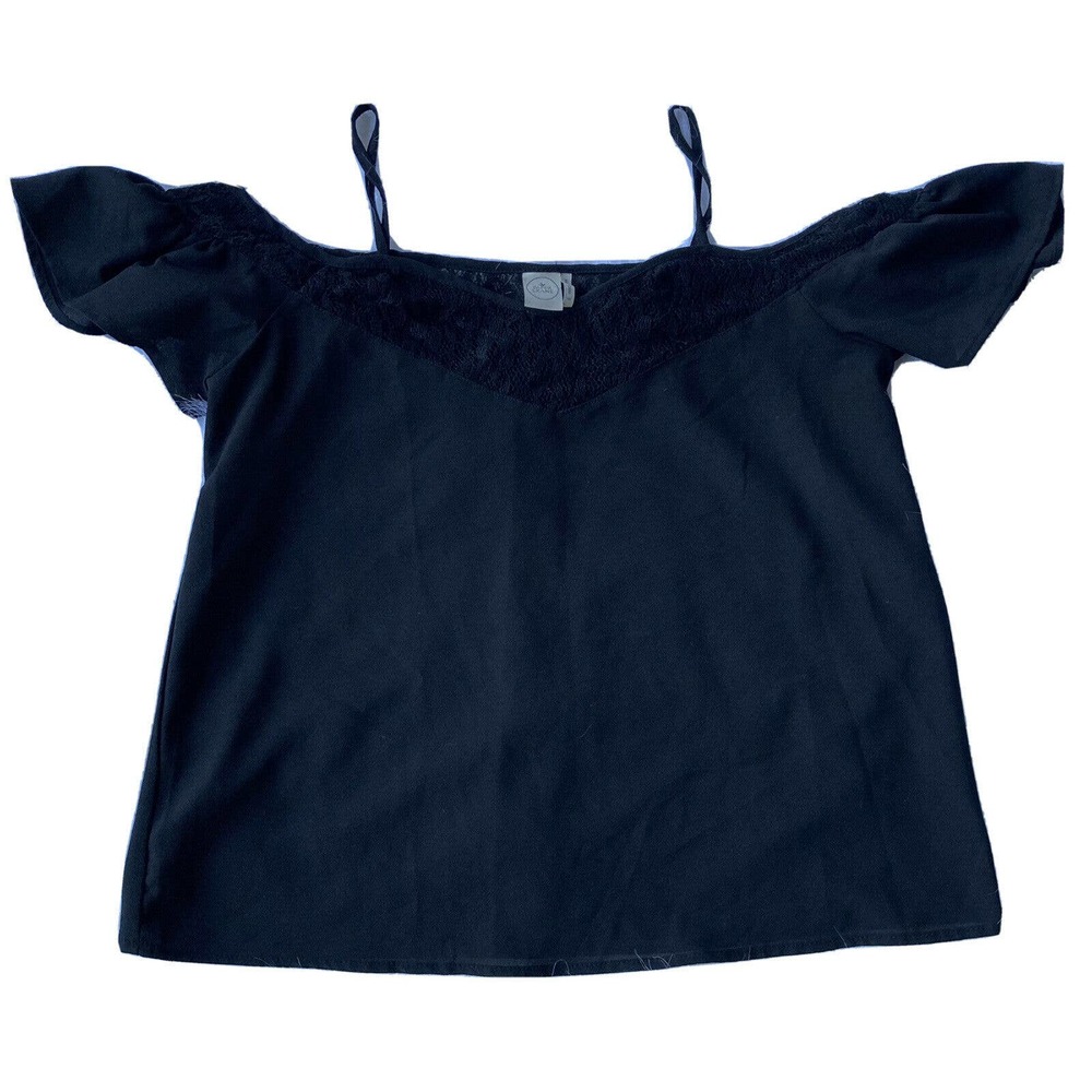 Anthropologie Paper Crane Blouse Sz S Cold Shoulder Black Lace Top Womens